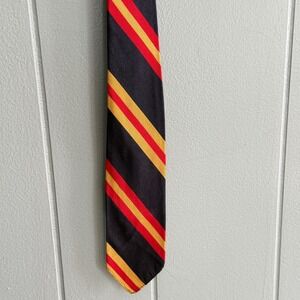 Vintage Neiman Marcus Rivetz Boston Silk Regimental Stripe Tie Navy Red Gold Ivy